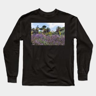 Lush purple sage flowers with palms in the background Long Sleeve T-Shirt